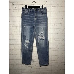 Risen Jeans Womens Size 11 30 Distressed Medium Wash High Rise Mom Jeans